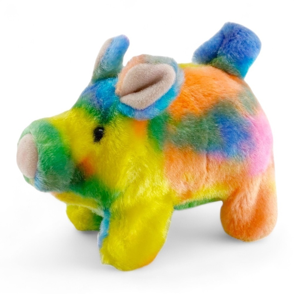 Rainbow Pig Animated Vintage Tye Dye Toy 1986 Iwaya​